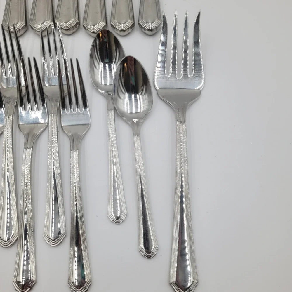 26pc Lenox Archway Stainless Flatware Set 18/10 Glossy Silverware